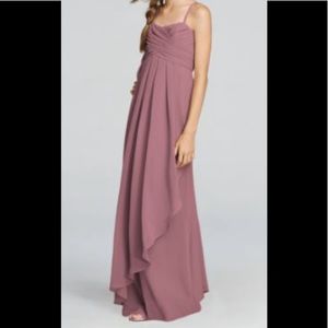 David bridal dress quartz color-cascading ruffle